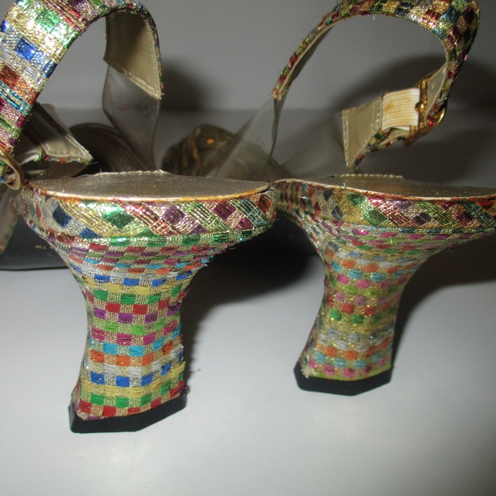 Rainbow Metallic Weave & Stripe Pattern Square Toe - image 5